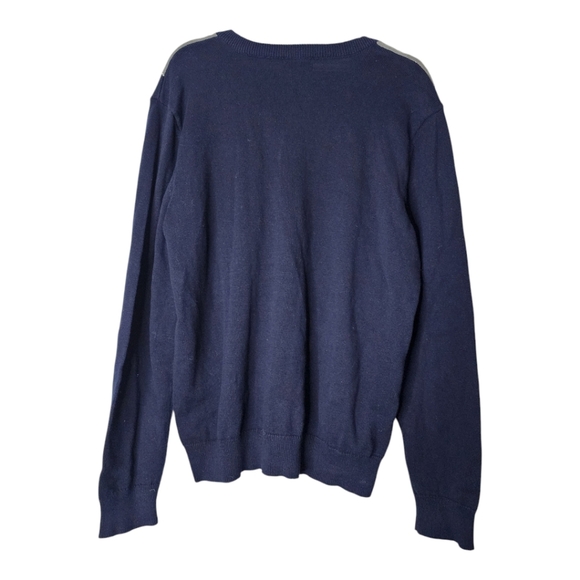 NWT Express Men's V Neck Blue Argyle Pattern Sweater Size XL - Picture 2 of 4